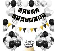 EWODEIEW Ballons d'anniversaire, décoration maca pour anniversaire, bleu, violet, vert, jaune et rose, ballons en latex à paillettes multicolores pour fête prénatale, bannières, étoiles et cœurs en