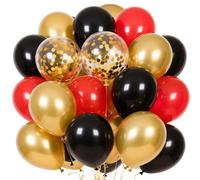EWODEIEW Ballons Noirs, Rouges et dorés, 60 Ballons en Latex doré à confettis, 30 cm, Ballons Rouges et Noirs pour Anniversaires, Saint-Valentin, fiançailles, Mariages, remises de diplômes