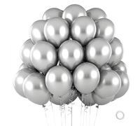 EWODEIEW Luftballons Silber, 60 Stück 10 Zoll Chrom Latex Ballons,Metallic Silber Helium Ballon,Silberne Luftballon Girlande Partyballon für Geburtstag Babyparty Hochzeit Party Deko