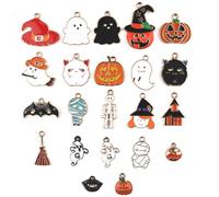 EWOECUI 22 Pcs Breloques Émail Bracelet Alliage Breloque Pendentifs de Halloween Accessoires pour Bracelets de Halloween Accessoires de Bijoux DIY