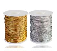 Ewparts Cordon doré Snine 1 mm - Fil métallique doré - Emballage cadeau - Fil métallique - Paillettes - Pour cadeau de Noël, bricolage, emballage, décoration de fête