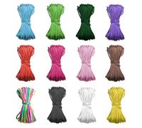 Ewparts Cordon en Nylon pour Bracelets - 2mm - 240 m -12 Couleurs Cordon en Satin - Fils pour Bracelets, Rubans de Satin, Rat - Arc-en-Ciel - pour Colliers - Fil à nœud Chinois Kumihimo - Collier