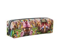 EWQrtyy Candy Land 2 Trousse à crayons en cuir avec fermeture éclair, porte-accessoires, sac de papeterie, cadeau de rentrée scolaire, Argenté., Taille unique, Trousse de maquillage