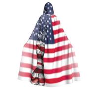 EWQrtyy Cape longue à capuche unisexe avec drapeau de l'Amérique et la paix hippie
