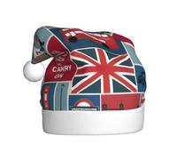 EWQrtyy Chapeaux de Noël avec impression de symboles de l'Angleterre - Pour adultes et hommes - Pour représentations sur scène - Joie des vacances
