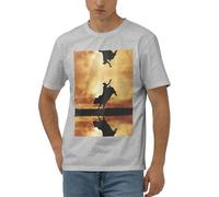 EWQrtyy Cool Bull Riding T-shirt confortable à manches courtes pour homme, tissu extensible doux, coupe moderne, chemise décontractée pour un usage quotidien, gris, XXL