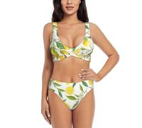EWQrtyy Fresh Tropical Lemons Bikini deux pièces pour femme, maillot de bain croisé sur le devant avec haut rembourré amovible, Noir , S