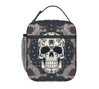 EWQrtyy Sac à déjeuner isotherme avec motif tête de mort et fleurs pour le contrôle de la température et le transport