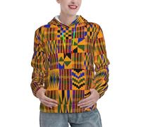 EWQrtyy Sweat à capuche décontracté à texture ethnique tribale africaine pour femmes, pull d'hiver avec poche, Noir , XL