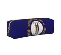 EWQrtyy Trousse à crayons en cuir avec impression drapeau de l'État du Kentucky - Pochette zippée - Porte-accessoires - Sac de papeterie - Cadeau de rentrée scolaire, doré, Taille unique, Trousse de