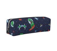 EWQrtyy Trousse à crayons en cuir avec impression drôle d'astronaute dinosaure fusée pour l'école, pochette zippée, porte-accessoires, sac de papeterie, cadeau de rentrée scolaire, Argenté., Taille