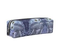 EWQrtyy Trousse à crayons en cuir avec impression hibou arctique, pochette zippée, porte-accessoires, sac de papeterie, cadeau de rentrée scolaire, Argenté., Taille unique, Trousse de maquillage