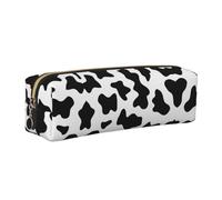 EWQrtyy Trousse à crayons en cuir avec impression vache noire et blanche, pochette zippée, porte-accessoires, sac de papeterie, cadeau de rentrée scolaire, doré, Taille unique, Trousse de maquillage