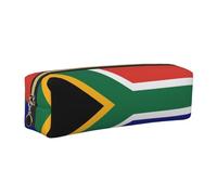 EWQrtyy Trousse à crayons en cuir avec motif drapeau de l'Afrique du Sud, pochette zippée, porte-accessoires, sac de papeterie, cadeau de rentrée scolaire, doré, Taille unique, Trousse de maquillage