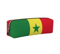 EWQrtyy Trousse à crayons en cuir avec motif drapeau du Sénégal avec fermeture éclair, porte-accessoires, sac de papeterie, cadeau de rentrée scolaire, doré, Taille unique, Trousse de maquillage