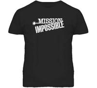 EWRdutAEAE Mission Impossible Retro TV Show Cool Logo Black T Shirt Black M