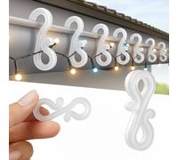 EWS PRODUCTS Lot de 200 crochets de gouttière pour lumières de Noël, crochets réutilisables en plastique pour lumières extérieures, blanc