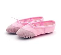 EWUHYFP Ballerine Danse Fille Ballet Canvas Dance Shoes Leather Head Soft Sole Slipper for Kids Toddler Adult Women Slippers for Dancing(Pink,27)