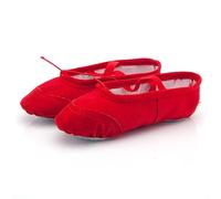 EWUHYFP Ballerine Danse Fille Ballet Canvas Dance Shoes Leather Head Soft Sole Slipper for Kids Toddler Adult Women Slippers for Dancing(Red,23)