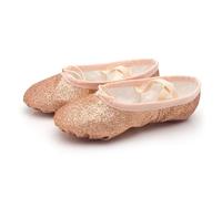 EWUHYFP Ballerine Danse Fille Ballet Dance Shoes Yoga Gym Flat Slippers Glitter Pink Blue Rose Red Colors for Children Girls Women Teacher(Gold,29)