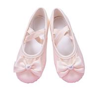 EWUHYFP Ballerine Danse Fille Ballet Flats for Dancing for Children Bow Pearl Heart Dance Shoes Woman for Ballroom Flat Sneakers(Beige,27)