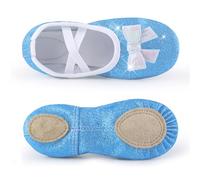 EWUHYFP Ballerine Danse Fille Girls Ballet Shoes Split-Sole Glitter Sparkly Bow Flats Dance for(Toddler/Kid)(Blue,24)