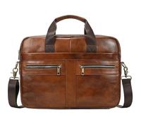 EWUHYFP Mallette Sacoche d'affaires for Homme, Sac à Main en Cuir véritable for Ordinateur Portable 15 Pouces, bandoulière for A4 en Voyage d'affaires(Design2-brown)