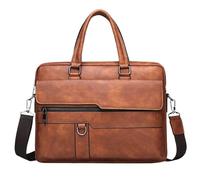 EWUHYFP Mallette Serviette en Cuir for Homme, Sac à Main for Ordinateur Portable 14 Pouces, bandoulière de Marque for Documents A4 en Voyage d'affaires(Brown)