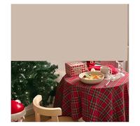 EWUHYFP Nappe Ronde Nappe Ronde de décoration noël, Couverture Table à Carreaux for Le Nouvel an, réunion Famille, Restaurant, fête, dîner, la Maison DéCoration De Bureau(Red Plaid,D140CM)