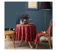 EWUHYFP Nappe Ronde Nappe Ronde de décoration noël, Couverture Table à Carreaux for Le Nouvel an, réunion Famille, Restaurant, fête, dîner, la Maison DéCoration De Bureau(Red Plaid A,D120CM)