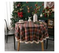 EWUHYFP Nappe Ronde Nappes Rondes de noël en Tissu à Carreaux rétro, Couverture Table Lavable, Anti-poussière, for fête, décoration intérieure et extérieure DéCoration De Bureau(Brown,Diameter 150cm)