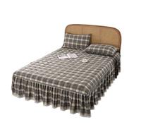 EWUHYFP Padded Bed Skirt Thickened and Non-Slip Single-Piece Version Dust-Proof Plaid Printing, No Pillowcase(Early Spring Grey,200x220cm 1pcs)