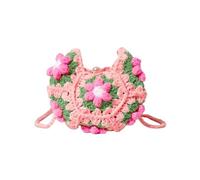 EWUHYFP Sac à bandoulière léger en crochet avec fleurs for femme, idéal for les vacances, voyages, la plage ou tout simplement for l'été(Pink)