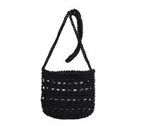 EWUHYFP Sac à Main Ajouré Tissé Crochet creux tissé petit sac à bandoulière décontracté vacances esthétique quotidien plage Shopping épaule(Black)