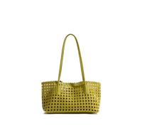 EWUHYFP Sac à Main Ajouré Tissé Sac à main tissé en panier ajouré, sac de vacances d'été mère-fille, fourre-tout fermoir cuir souple(Green)