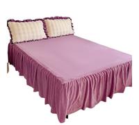 EWUHYFP Solid Color Double-Sided Milk Fleece Bed Skirt Single Piece No Pillowcase Winter Flower Household(Lavender Purple,180x200cm 1pcs)