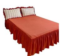EWUHYFP Solid Color Double-Sided Milk Fleece Bed Skirt Single Piece No Pillowcase Winter Flower Household(Sunshine Orange,200x220cm 1pcs)