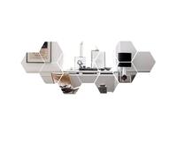 EWUHYFP Stickers muraux adhésifs hexagonaux 3D Effet Miroir for Salon, à Faire soi-même, Style Moderne, 6 ou 12 pièces(12PCS Silver,L 126x110x63mm)