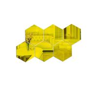 EWUHYFP Stickers muraux adhésifs hexagonaux 3D Effet Miroir for Salon, à Faire soi-même, Style Moderne, 6 ou 12 pièces(6PCS Gold,XL 150x130x75mm)