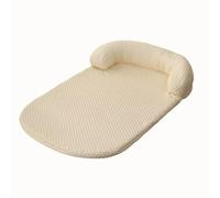 EWUHYFP Tapis Rafraichissant Chien Dog Bed Removable Ice Silk Cooling Pet Mat Ati-Slip Cat with Pillow Fabric Cushion Summer(Beige,S-65x50cm)
