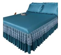 EWUHYFP Version of Ice Silk Cool Bed Skirt Solid Color Sleeping Naked Mat 3-Piece Protective Machine Wash Bedspread(A,180x220cm 3pcs)