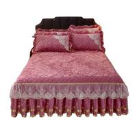 EWUHYFP Winter Coral Fleece Zipper Removable Bedspread King Queen Thicken Velvet Quilted Bed Skirt Not Including Pillowcase(Color-6,Only 2pcs Pillowcase)