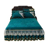 EWUHYFP Winter Coral Fleece Zipper Removable Bedspread King Queen Thicken Velvet Quilted Bed Skirt Not Including Pillowcase(Color01,Only 2pcs Pillowcase)