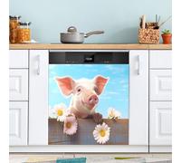 Ewusp Adorable cochon magnétique pour lave-vaisselle, panneau de porte et lave-vaisselle - Autocollant décoratif pour la maison, la cuisine, la ferme, 58,4 x 66 cm (l x H)
