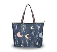 Ewusp Boho Chimes Sac fourre-tout en toile avec fermeture éclair pour femme, sac à bandoulière décontracté pour voyage, shopping, travail