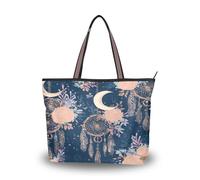 Ewusp Boho Chimes Sac fourre-tout en toile avec fermeture éclair pour femme, sac à bandoulière décontracté pour voyage, shopping, travail