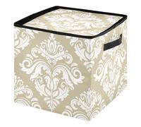 Ewusp Boîte de rangement baroque beige pour boules de Noël avec fermeture éclair et séparateurs réglables pour 64 décorations de Noël