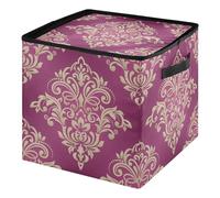 Ewusp Boîte de rangement baroque bordeaux pour boules de Noël avec fermeture éclair et séparateurs réglables pouvant contenir 64 décorations de vacances