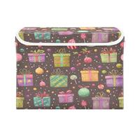 Ewusp Boîte de rangement pliable en tissu avec couvercles et poignées - Motif de Noël aquarelle - Pour chambre d'enfant, chambre à coucher, bureau