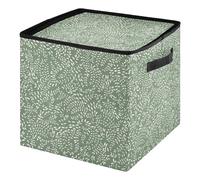 Ewusp Boîte de rangement pour boules de Noël avec fermeture éclair et séparateurs réglables - Motif feuille sur vert - Peut contenir 64 décorations de vacances